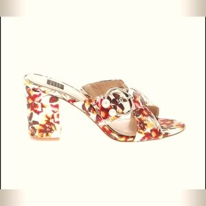 WHBM SILVY FLORAL BLOCK HEEL SANDAL SIZE 8